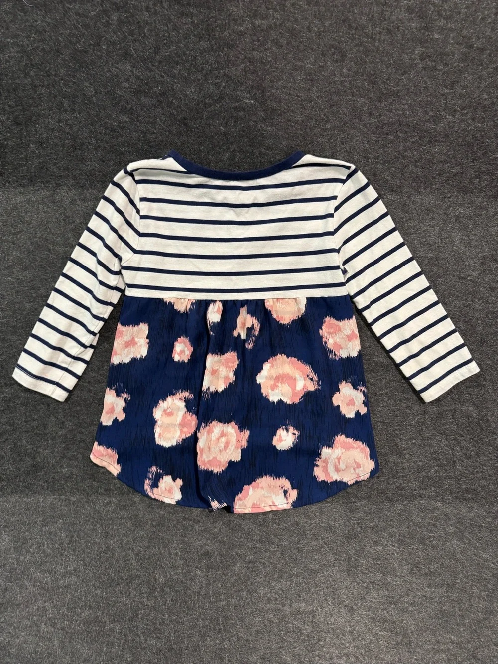 GAP Navy & White Striped Long Sleeve Top with Pink Floral Back